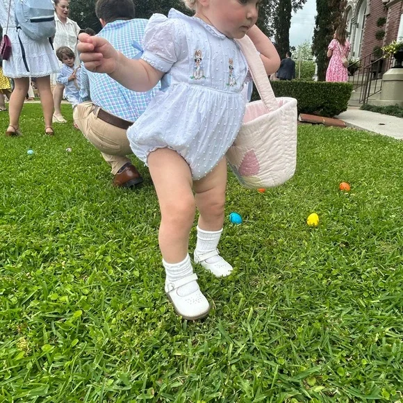 White Swiss Dot Embroidered Bunny Jumpsuit